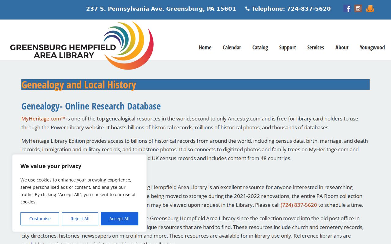 Westmoreland County city directory research at the Greensburg Hempfield Area Library Pennsylvania Room